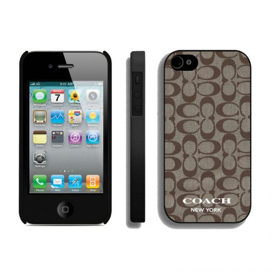 Coach Logo Signature Beige iPhone 4 4S Cases AUF - Click Image to Close